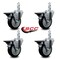 Service Caster 4'' Black Poly Wheel Swivel 7/8'' Square Stem Caster Set with Brake, 4PK SCC-SQ20S414-PPUB-BLK-PLB-78-4 - alternate 2